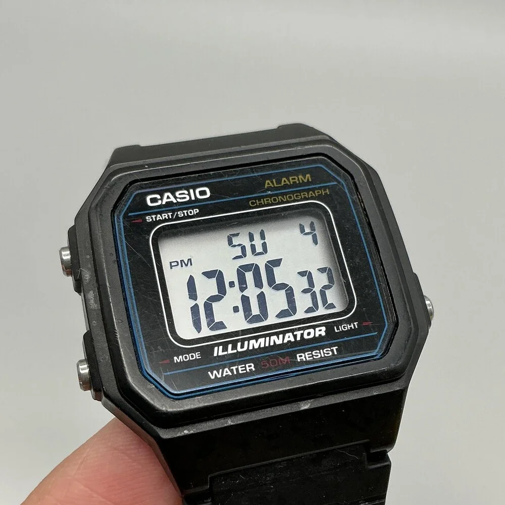 Casio W-217H Mens Watch 38mm Digital Black Illuminator Alarm Chrono New Battery